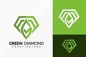 Letra g diseño de vector de logo de diamante verde. emblema abstracto, concepto de diseños, logotipos, elemento de logotipo para plantilla.