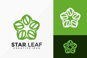 Green Star Line Art Leaf Logo Vector Design. Abstract emblem, designs concept, logos, logotype element for template.