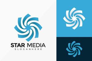 Blue Star Media Modern Logo Vector Design. Abstract emblem, designs concept, logos, logotype element for template.