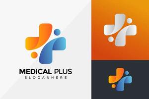 cuidado de la salud y diseño de logotipo de empresa médica plus, diseños de logotipos modernos plantilla de ilustración vectorial