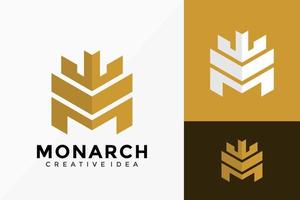 Diseño vectorial del logotipo de la letra m monarca. emblema abstracto, concepto de diseños, logotipos, elemento de logotipo para plantilla. vector