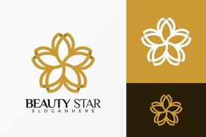 Flower Line Art Beauty Star Logo Vector Design. Abstract emblem, designs concept, logos, logotype element for template.