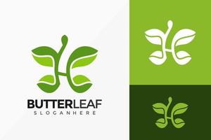 Letter H Butterfly and Leaf Logo Vector Design. Abstract emblem, designs concept, logos, logotype element for template.