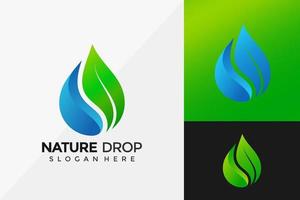 Nature Drop Leaf oil Logo Design, Modern Logo Designs Vector Illustration Template