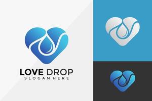 Water Love Drop Logo Design, Modern Logo Designs Vector Illustration Template