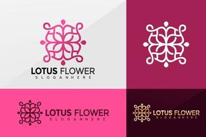 vector de logotipo de flor de loto, diseño de logotipos de flores de mandala, logotipo moderno, plantilla de ilustración de vector de diseños de logotipos