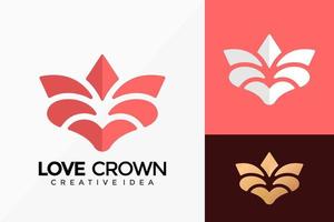 Love Crown Brand Identity Logo Vector Design. Abstract emblem, designs concept, logos, logotype element for template.