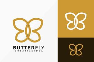 Golden Butterfly Logo Vector Design. Abstract emblem, designs concept, logos, logotype element for template.