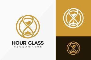 Diseño de logotipo de cristal de hora de círculo dorado, diseños de logotipos modernos creativos, plantilla de ilustración vectorial vector