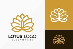 Gold Flower Lotus Logo Vector Design. Abstract emblem, designs concept, logos, logotype element for template.