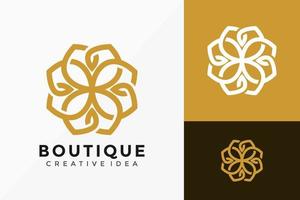 Diseño de vector de logotipo de boutique de flor de arte de línea de lujo. emblema abstracto, concepto de diseños, logotipos, elemento de logotipo para plantilla.