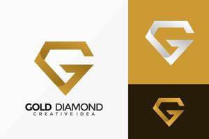 Letter G Golden Diamond Logo Vector Design. Abstract emblem, designs concept, logos, logotype element for template.