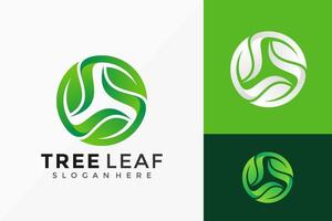 Diseño de logotipo creativo de hoja de árbol verde. Plantilla de ilustración de vector de diseños de logotipos de idea moderna