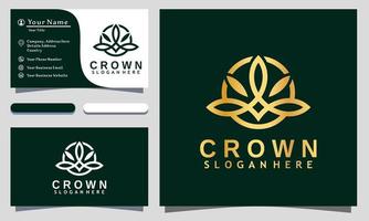 Golden Royal Crown Vintage logo design vector Illustration, business card template