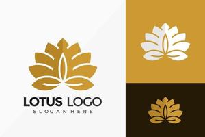 Gold Lotus meditation Logo Vector Design. Abstract emblem, designs concept, logos, logotype element for template.