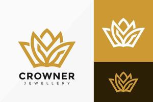 Luxury Crown Jewellery Logo Vector Design. Abstract emblem, designs concept, logos, logotype element for template.