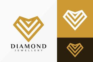 Luxury Letter V Line Art Diamond Jewellery Logo Vector Design. Abstract emblem, designs concept, logos, logotype element for template.