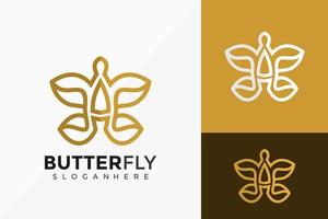 Letter A Butterfly and Leaf Logo Vector Design. Abstract emblem, designs concept, logos, logotype element for template.