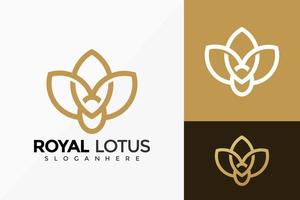 Gold Royal Lotus Flower Logo Design, Brand Identity Logos Designs Vector Illustration Template