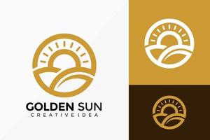 Golden Sunset Logo Vector Design. Abstract emblem, designs concept, logos, logotype element for template.