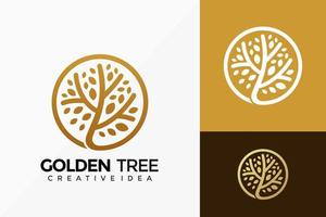 Golden Royal Tree Logo Vector Design. Abstract emblem, designs concept, logos, logotype element for template.