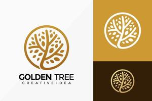 Golden Royal Tree Logo Vector Design. Abstract emblem, designs concept, logos, logotype element for template.