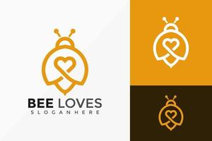 Impresionante diseño de logotipo de amor de abeja, diseños de logotipos minimalistas, plantilla de ilustración vectorial vector