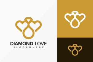 Diseño de logotipo de diamante y amor, diseños de logotipos minimalistas, plantilla de ilustración vectorial vector