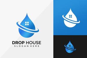 Diseño de logotipo de drop house, plantilla de ilustración de vector de diseños de logotipos modernos