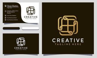 Ilustración de vector de diseño de logotipo creativo de cadena abstracta, plantilla de tarjeta de visita de empresa moderna y elegante minimalista