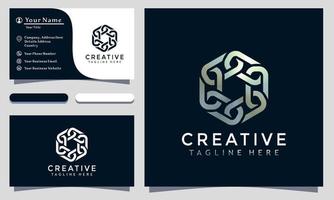 Ilustración de vector de diseño de logotipo creativo de cadena hexagonal abstracta, plantilla de tarjeta de visita de empresa moderna y elegante minimalista