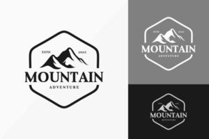 Vintage Mountain Badge Logo Vector Design. Abstract emblem, designs concept, logos, logotype element for template.