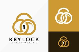 Luxury Key Lock Geometric Logo Vector Design. Abstract emblem, designs concept, logos, logotype element for template.