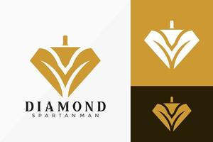 Luxury Diamond Spartan Logo Vector Design. Abstract emblem, designs concept, logos, logotype element for template.