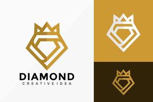 Golden Diamond Crown Logo Vector Design. Abstract emblem, designs concept, logos, logotype element for template.