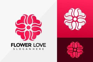 Diseño de logotipo de amor de flores, diseños de logotipos de identidad de marca, plantilla de ilustración vectorial vector