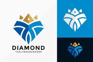 Royal Diamond Crown Logo Vector Design. Abstract emblem, designs concept, logos, logotype element for template.