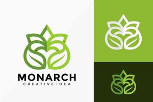 Letter M Monarch Nature Leaf Logo Vector Design. Abstract emblem, designs concept, logos, logotype element for template.