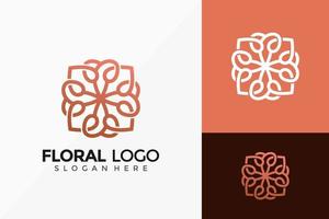 elegante diseño de logotipo de flores ornamentales. Plantilla de ilustración de vector de diseños de logotipos de ideas creativas