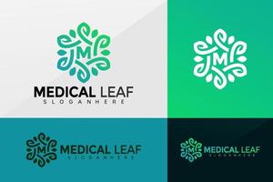 vector de logotipo de hoja médica, diseño de logotipos de atención médica, logotipo moderno, plantilla de ilustración de vector de diseños de logotipos