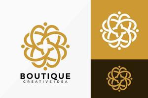 Flower Boutique Line art Logo Vector Design. Abstract emblem, designs concept, logos, logotype element for template.