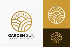 Minimalist Garden Sun Geometric Logo Vector Design. Abstract emblem, designs concept, logos, logotype element for template.