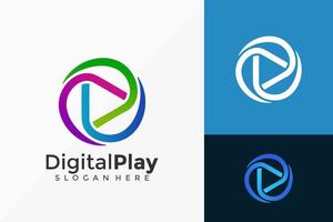 diseño de logotipo de medios de reproducción digital. Plantilla de ilustración de vector de diseños de logotipos de ideas creativas