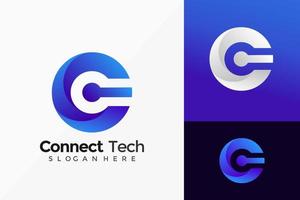 Vector Letter C Technology Logo Design. Abstract emblem, designs concept, logos, logotype element for template.