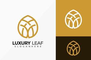 Golden Luxury Leaf Logo Design, Minimalist modern Logos Designs Vector Illustration Template