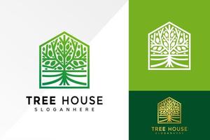 Diseño de logotipo de casa de árbol vibrante abstracto, vector de logotipos de empresa de hoja de raíz, logotipo moderno, plantilla de ilustración de vector de diseños de logotipo