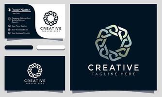 Ilustración de vector de diseño de logotipo creativo de cadena estilizada abstracta, plantilla de tarjeta de visita de empresa moderna y elegante minimalista