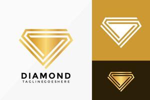 Golden Diamond Jewellery Logo Vector Design. Abstract emblem, designs concept, logos, logotype element for template.