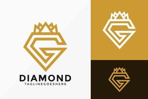 Letter G Golden Diamond Crown Logo Vector Design. Abstract emblem, designs concept, logos, logotype element for template.