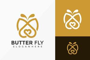 Diseño de logotipo de mariposa y amor, diseños de logotipos minimalistas, plantilla de ilustración vectorial vector